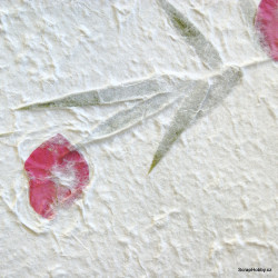 Ruční morušový papír - bambusové listy a růžové květy VI.