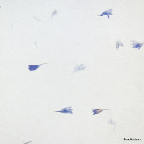 Bavlněný papír - s modrými kvítky