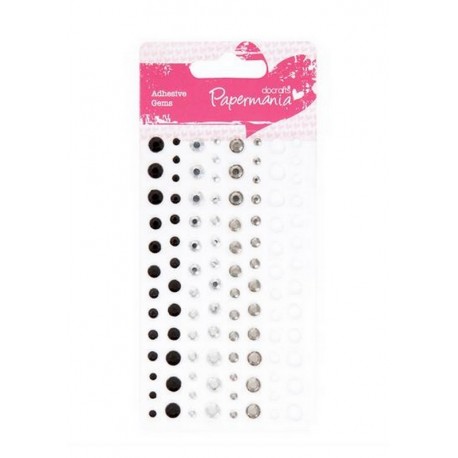 Scrapbooking - Samolepící kamínky - Bílo-černé - 104ks