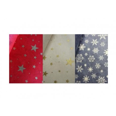 Scrapbooking - Thajský morušový papír - Červený se zlatými hvězdami