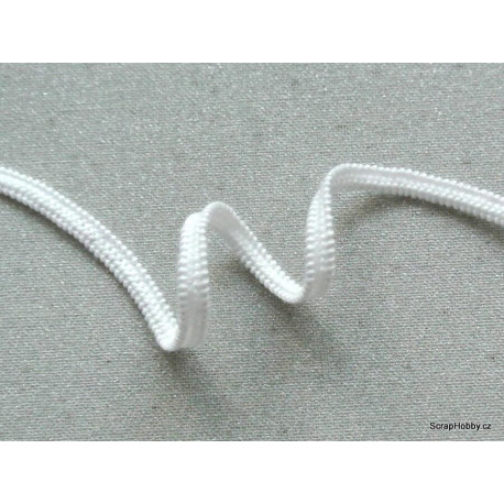Paličkovaná pruženka, gumička jemná, bílá