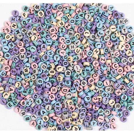 Pastelové korálky - abeceda 750 ks