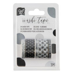 Washi páska - Sada - Černá - 5 ks