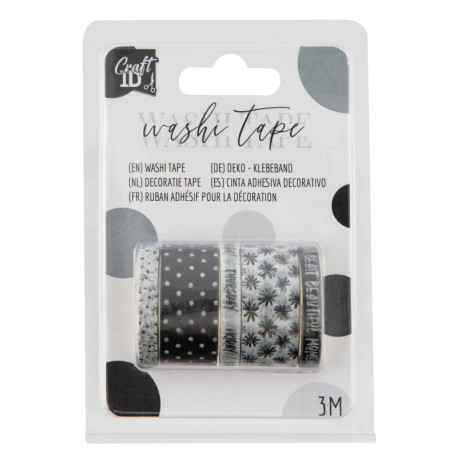 Washi páska - Sada - Černá - 5 ks