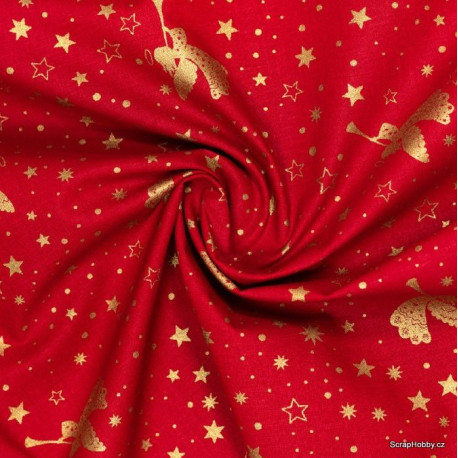 Andělé na tmavě červené