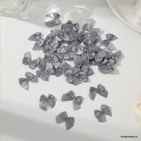 Saténová mašlička - šedá