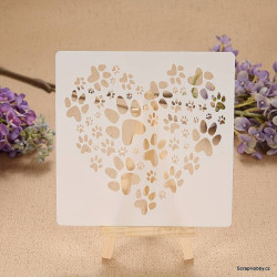 Šablona -15 x 15 cm Tlapky v srdíčku