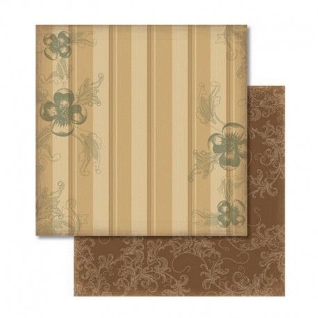 Scrapbook - Papír - Oboustranný papír - Nostalgia kytky a pruhy