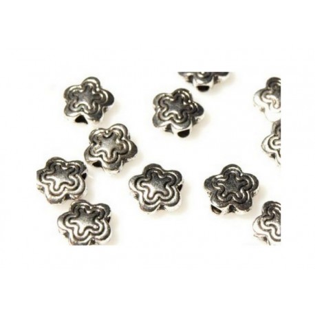 Scrap - Korálek - Kovový - Kytička.- platina 7mm