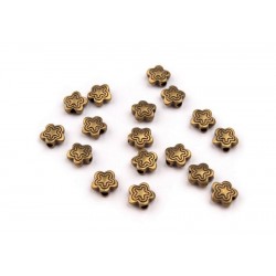 Scrap - Korálek - Kovový - Kytička.- staromosaz - 7mm