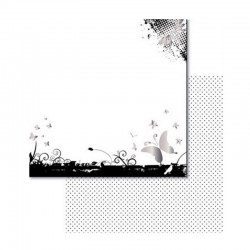 Scrapbooking - Oboustranný papír - Černobílí motýlci