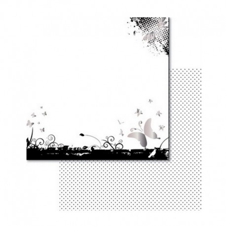 Scrapbooking - Oboustranný papír - Černobílí motýlci