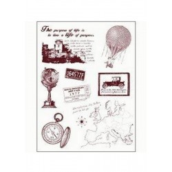 Cardmaking - Razítka - Cestování - mapa, balon, globus....