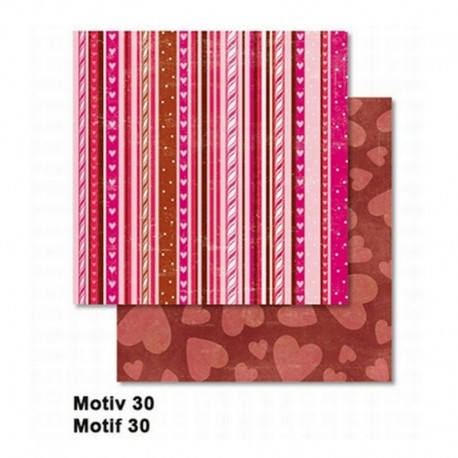 Papír - Oboustranný papír - Love proužky a srdíčka