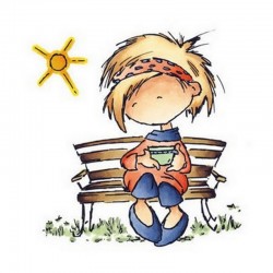 Scrap - Razítko - Daisy na lavičce 