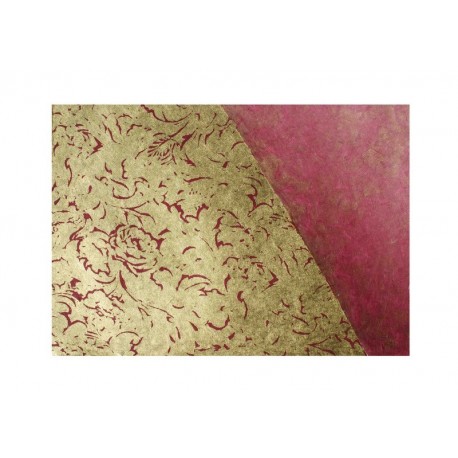 Scrap - Nepálský papír - Lokta - Vínový se zlatým tiskem
