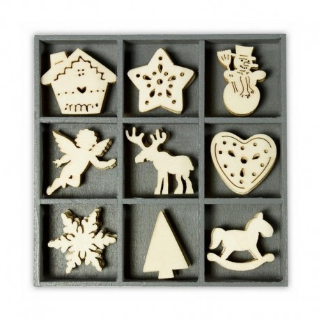 scrapbook - Dřevěné dekorace - Sněhulák, vločka, koník....