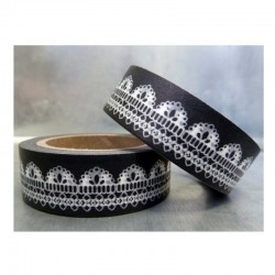 scrap - Washi páska - Krajka - černá