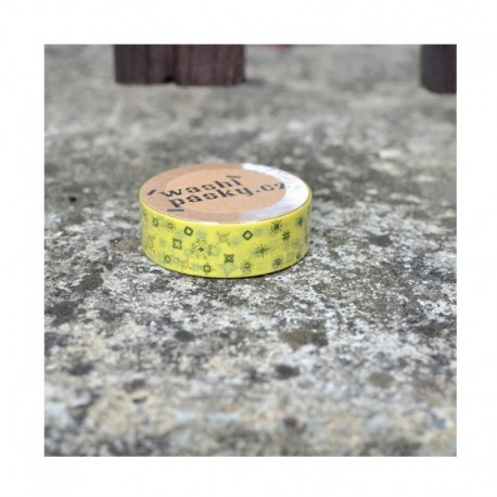 scrap - Washi páska - Žlutá s motivy