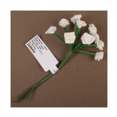 scrap - Kytičky růžiček ze saténu - krémové - sada 12ks.