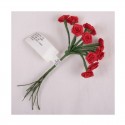 Kytičky růžiček ze saténu - červené - sada 12ks.