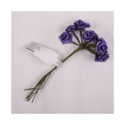 scrap - Kytičky růžiček ze saténu - fialové - sada 12ks.