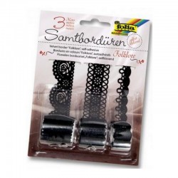 scrap - Samolepící sametová krajka- černá