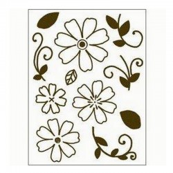 scrap - Razítka - Obrysové kytičky + stonky a lístky