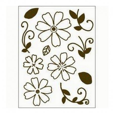 scrap - Razítka - Obrysové kytičky + stonky a lístky