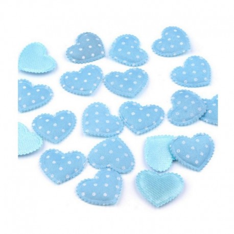 Látková srdíčka s puntíky - modrá