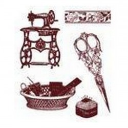 Razítka - Šicí stroj, nůžky.....