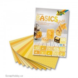 Sada kreativních papírů - Basics žlutá - 30ks.