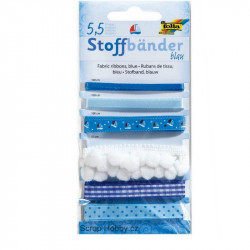 Sada stuh s bambulkami - modré