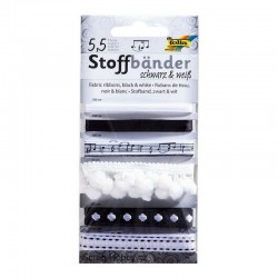 Sada stuh s bambulkami - černo-bílé