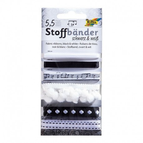 Sada stuh s bambulkami - černo-bílé