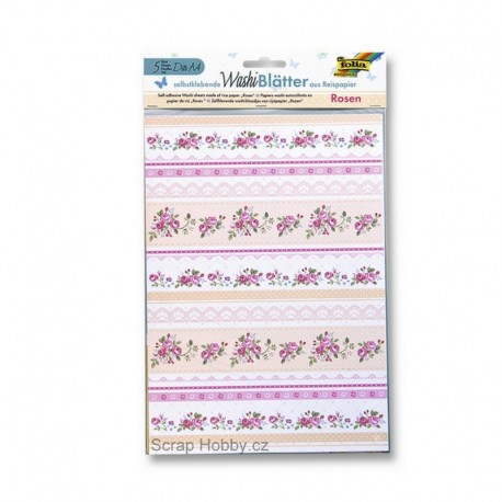 Sada Washi Tape papírů - A4 - Růže