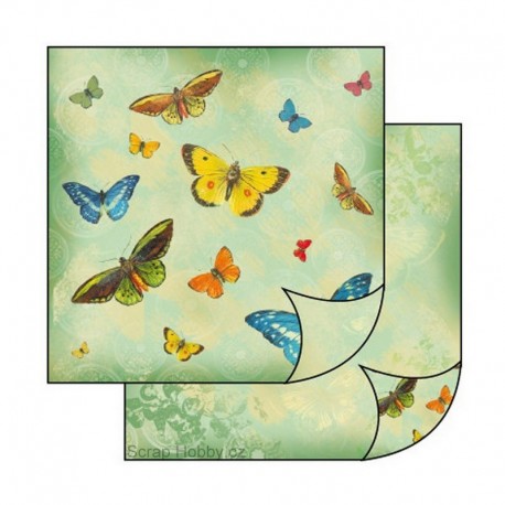 Oboustranný papír na scrapbooking - Barevní motýlci