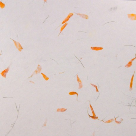 Hedvábný papír s květinami - oranžový