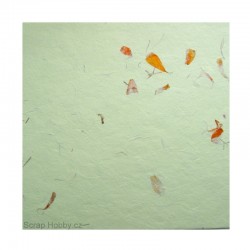 Hedvábný barevný papír s květinami - 2 - zelený