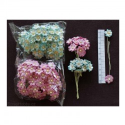 Kytičky z ručního papíru - pomněnky - růžové