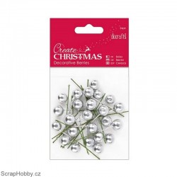 Dekorační svazek bobulí 24ks - stříbrné