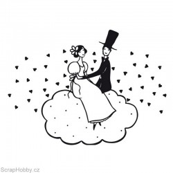 Razítko dřevěné - Snoubenci na obláčku