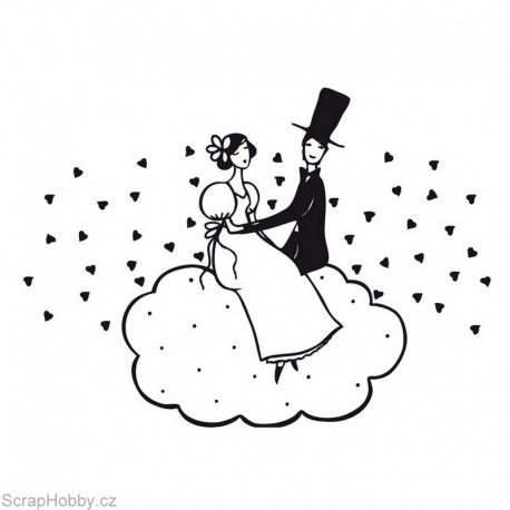 Razítko dřevěné - Snoubenci na obláčku