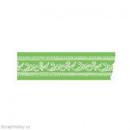 Washi páska - Elegantní vlnky - zelené - 7m x 20mm