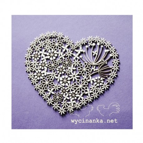 Chipboard - Krajkové srdíčko - 1ks