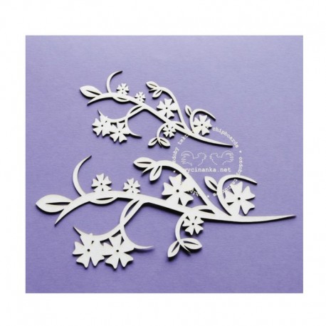 Chipboard - Bordura s kytičkami - 2ks