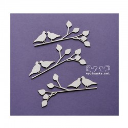 Chipboard - Holubičky na větvičce - 3ks