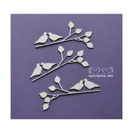 Chipboard - Holubičky na větvičce - 3ks