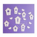 Chipboard - sada - Ptačí budky s ptáčky