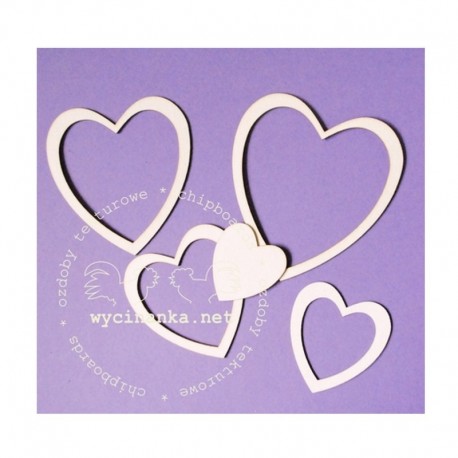 Chipboard - Srdíčka - sada - 5ks